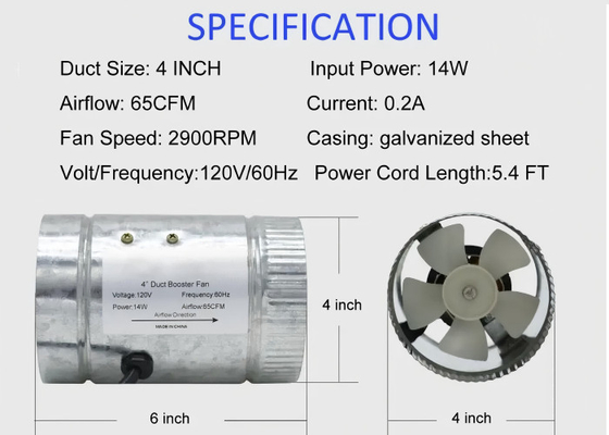 100 mm Inline-Kanal-Booster-Ventilator Auspuffventilationskanne Kanalventilator